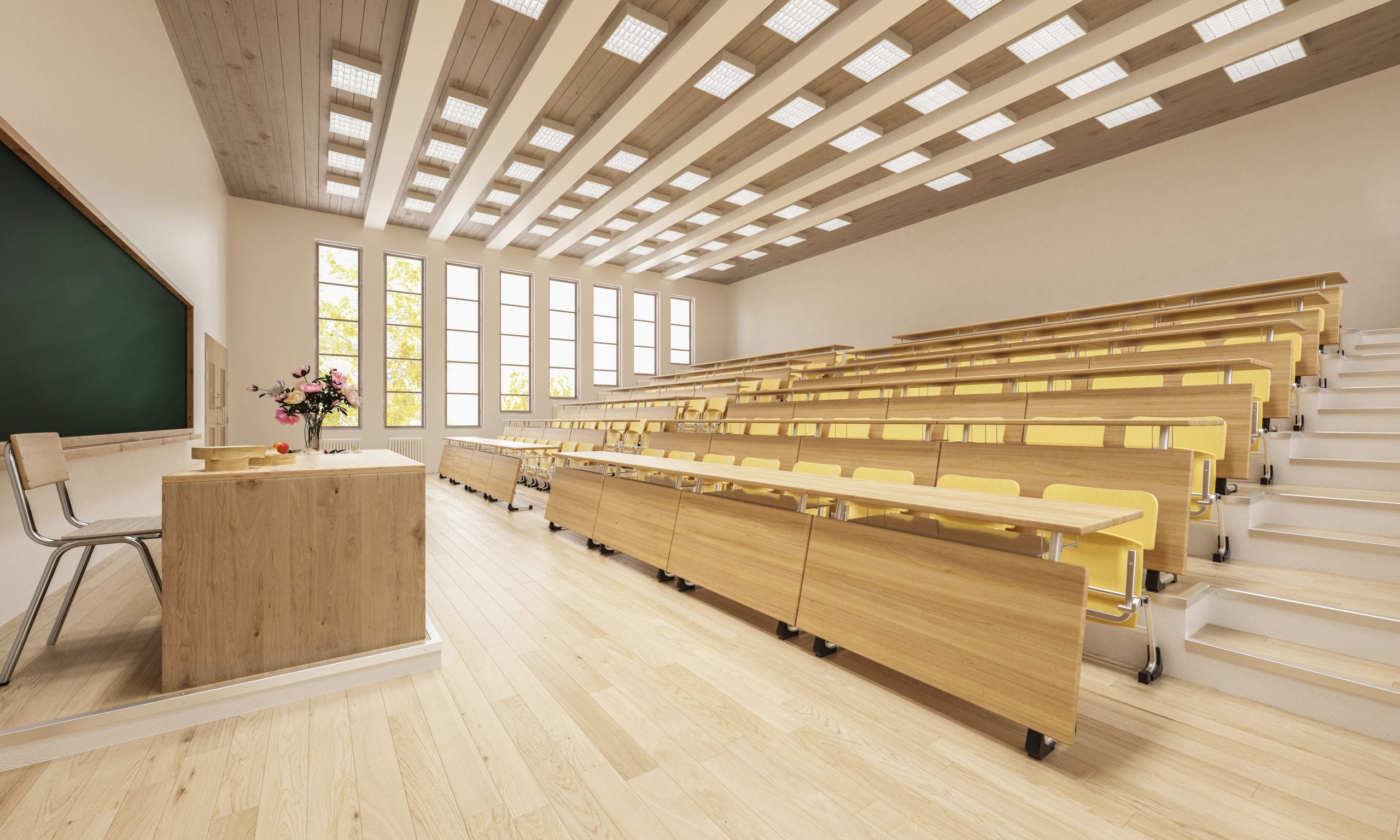 3D Rendering of an Empty Classroom